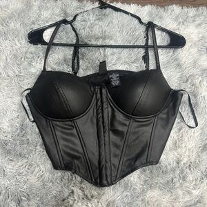 Black leather corset